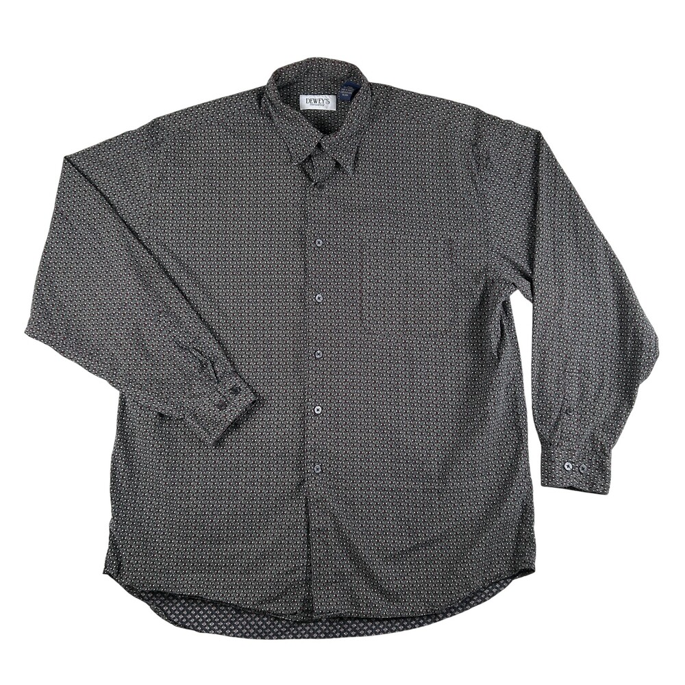 Vintage Dewey's Shirt Mens Large Geometric Button Up Long Sleeve Cotton 90s